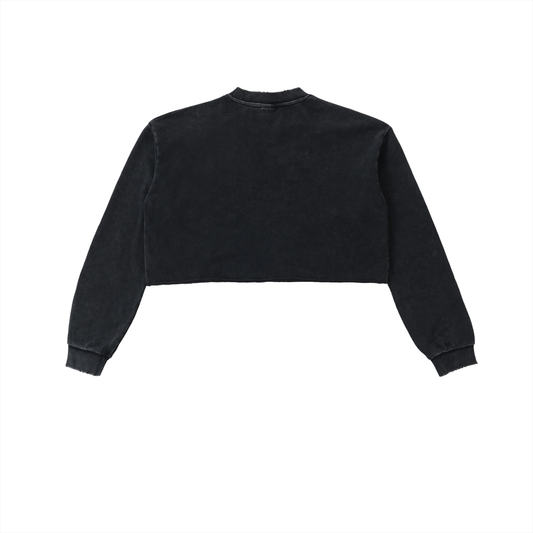 Women's Snow Washed Raw Edge Cropped Sweatshirt