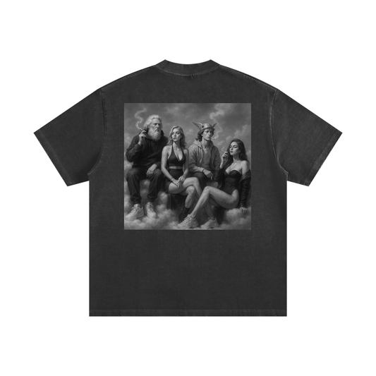 Flawed Gawd Nametag Heavyweight Vintage Washed Frayed T-Shirt