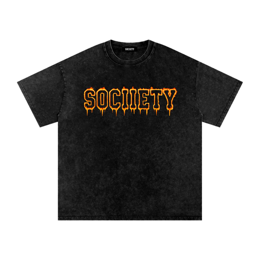 Burn It Down Snow Washed Oversized Cotton T-Shirt