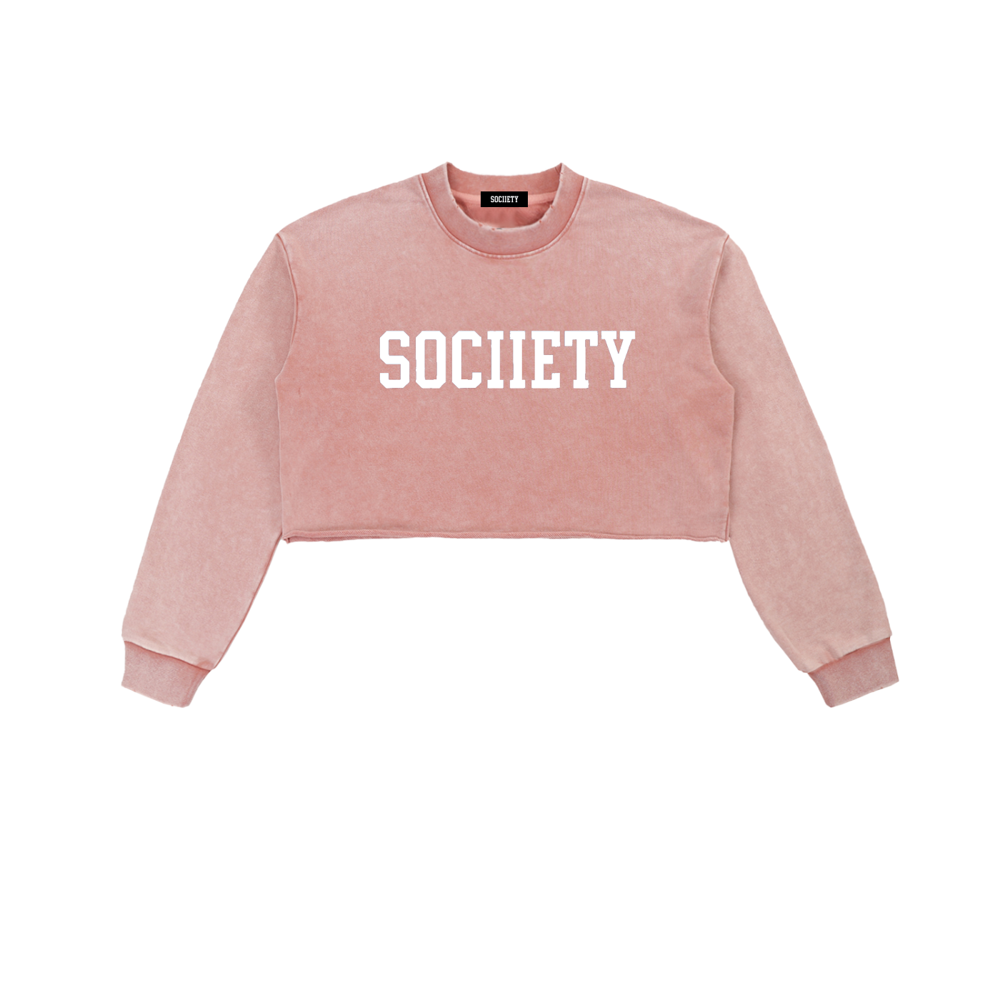 Women's Snow Washed Raw Edge Cropped Sweatshirt