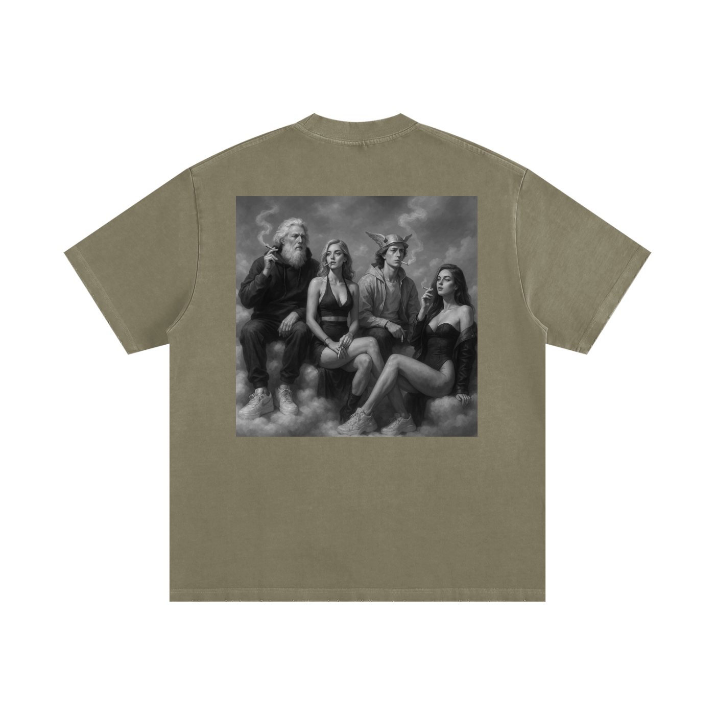 Flawed Gawd Nametag Heavyweight Vintage Washed Frayed T-Shirt