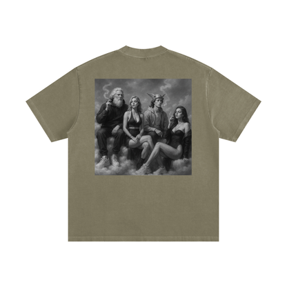 Flawed Gawd Nametag Heavyweight Vintage Washed Frayed T-Shirt