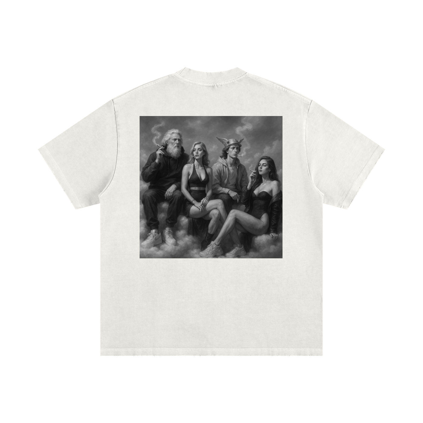 Flawed Gawd Nametag Heavyweight Vintage Washed Frayed T-Shirt