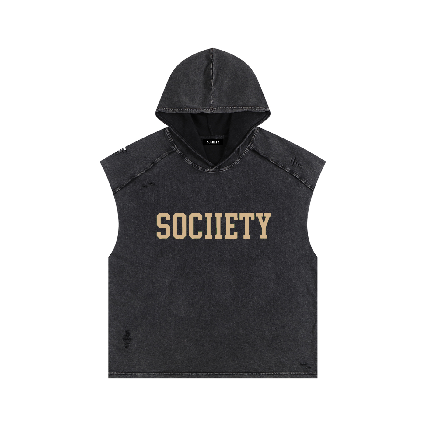 Snow Washed Boxy Hooded Tank Top