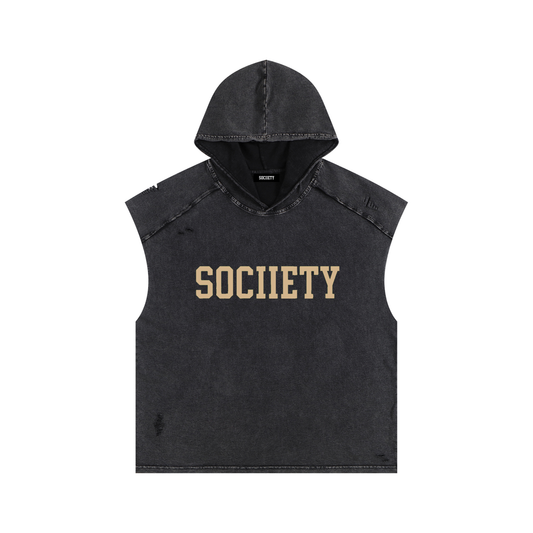 Snow Washed Boxy Hooded Tank Top