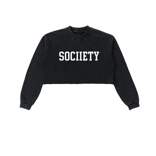 Women's Snow Washed Raw Edge Cropped Sweatshirt