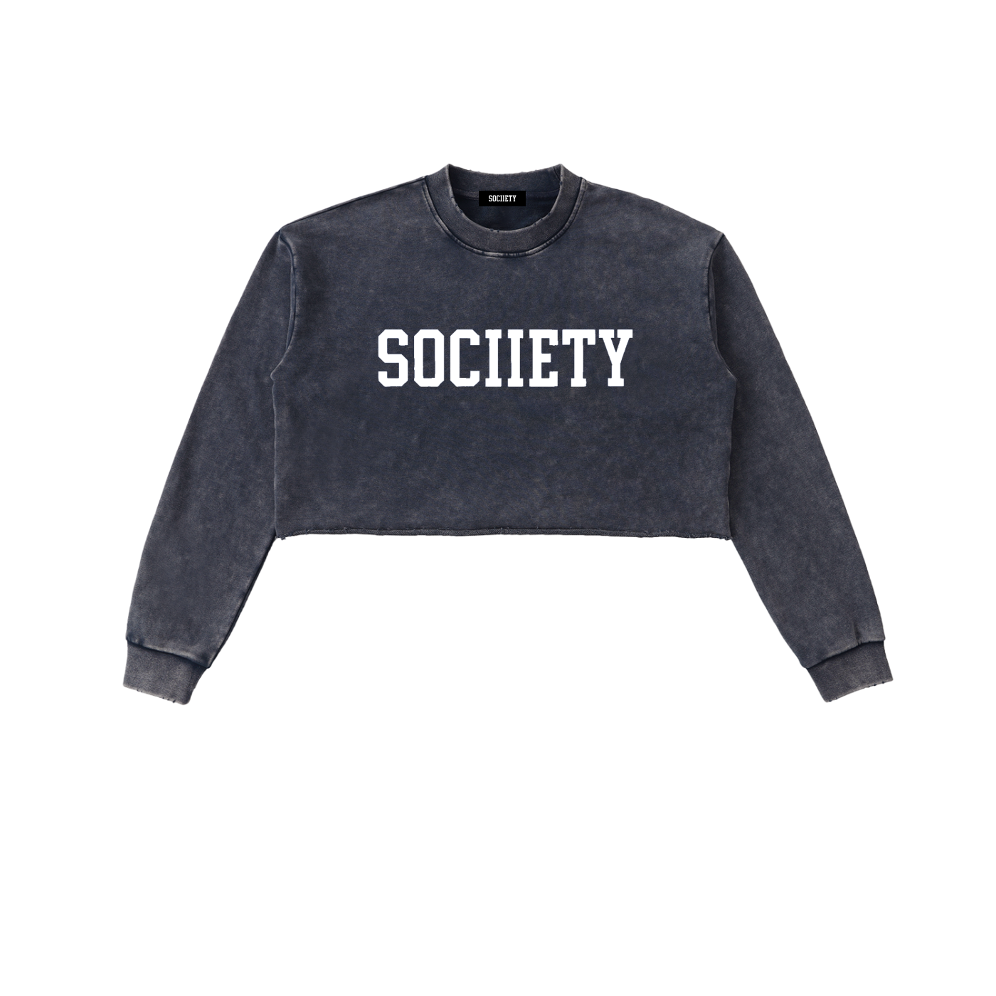 Women's Snow Washed Raw Edge Cropped Sweatshirt