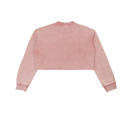 Women's Snow Washed Raw Edge Cropped Sweatshirt