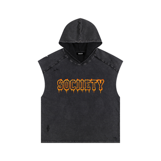 Snow Washed Boxy Hooded Tank Top