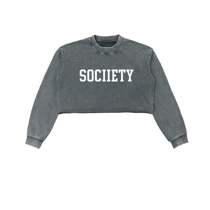 Women's Snow Washed Raw Edge Cropped Sweatshirt
