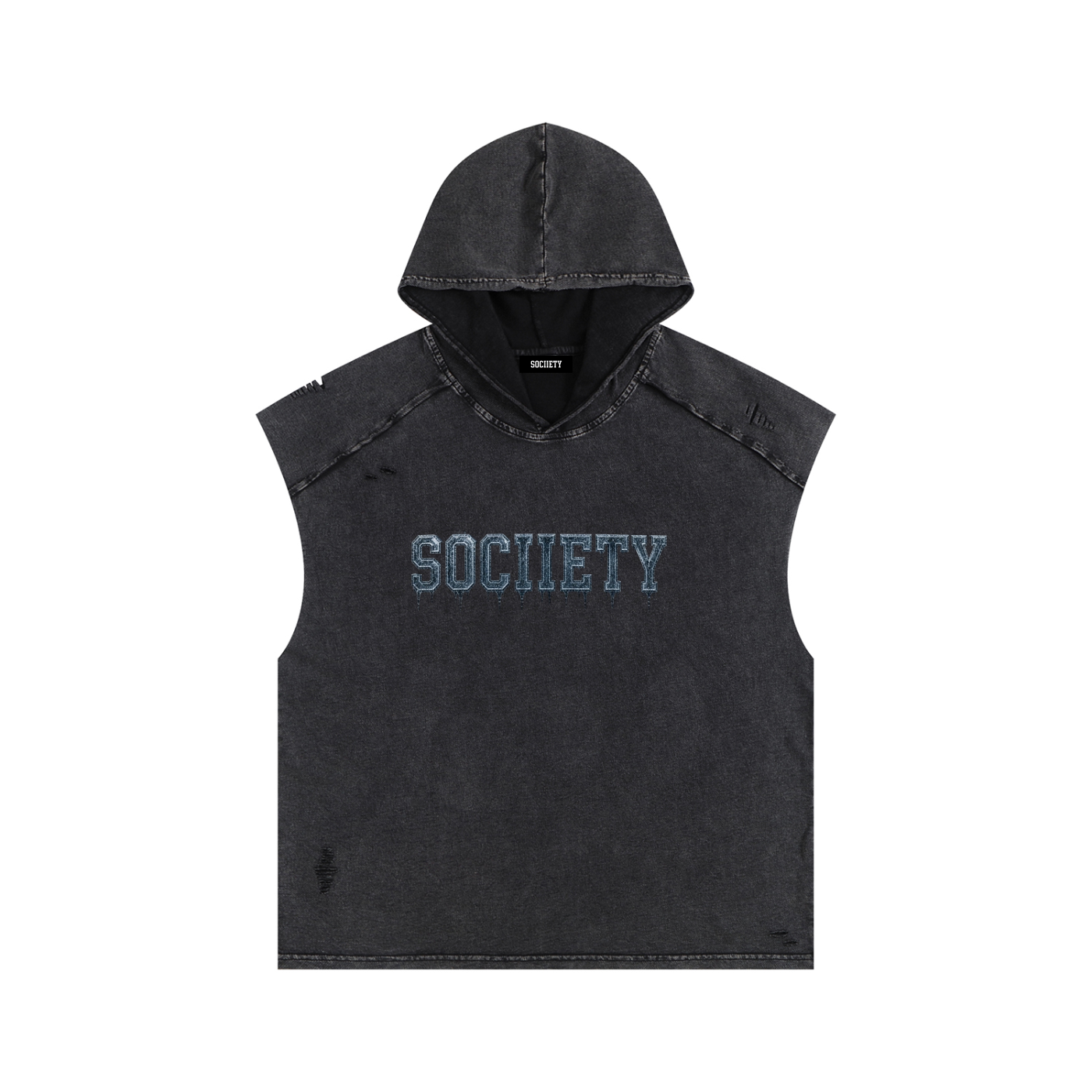 Snow Washed Boxy Hooded Tank Top