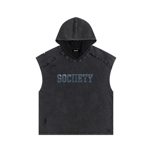 Snow Washed Boxy Hooded Tank Top