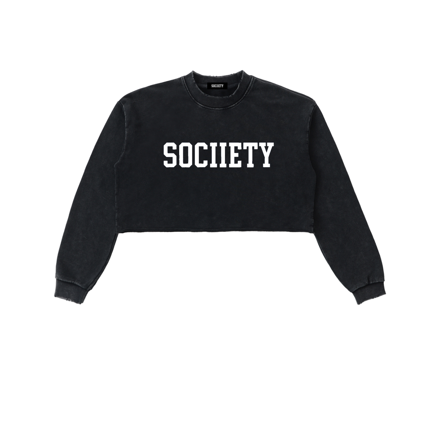 Women's Snow Washed Raw Edge Cropped Sweatshirt