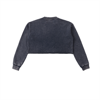 Women's Snow Washed Raw Edge Cropped Sweatshirt