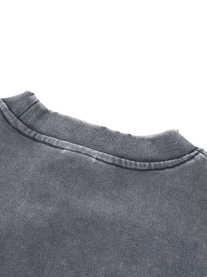 Women's Snow Washed Raw Edge Cropped Sweatshirt
